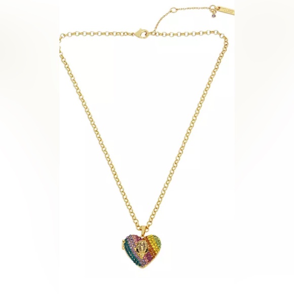 Kurt Geiger Rainbow Pavé Heart Locket Necklace - Picture 4 of 5
